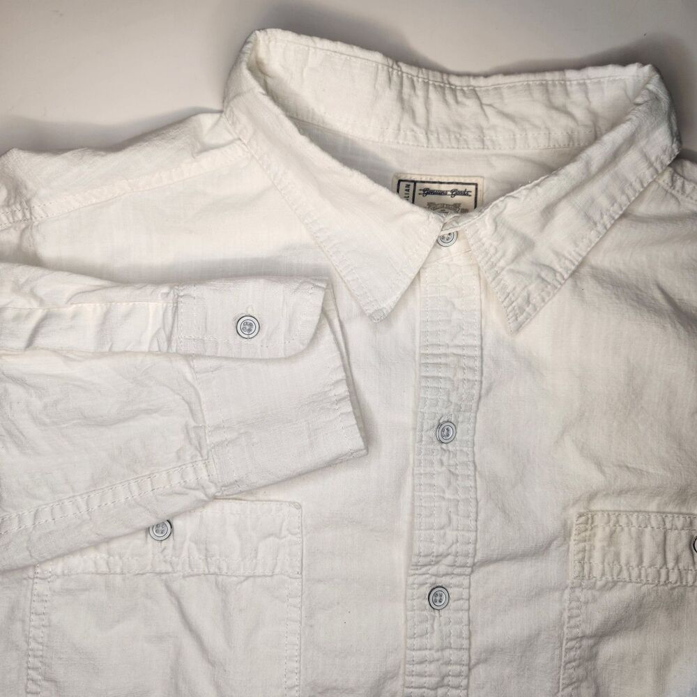 Alexander Julian Colours Men's Cotton Button Shirt Long Roll Sleeve White XXL